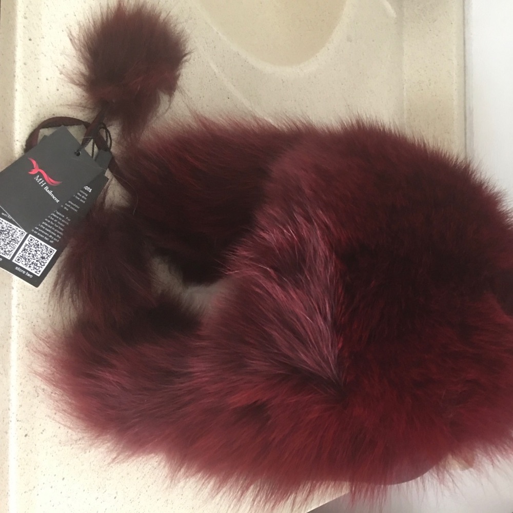 Cap for the winter, red wine color. New
